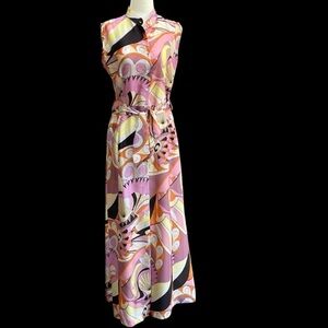 Kasia Resort Retro Groovy Maxi Dress S